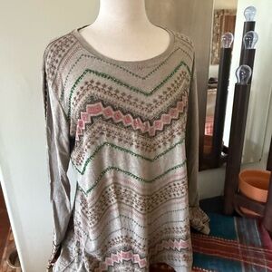 Double D Ranch Multicolor Patterned Long Sleeve Top